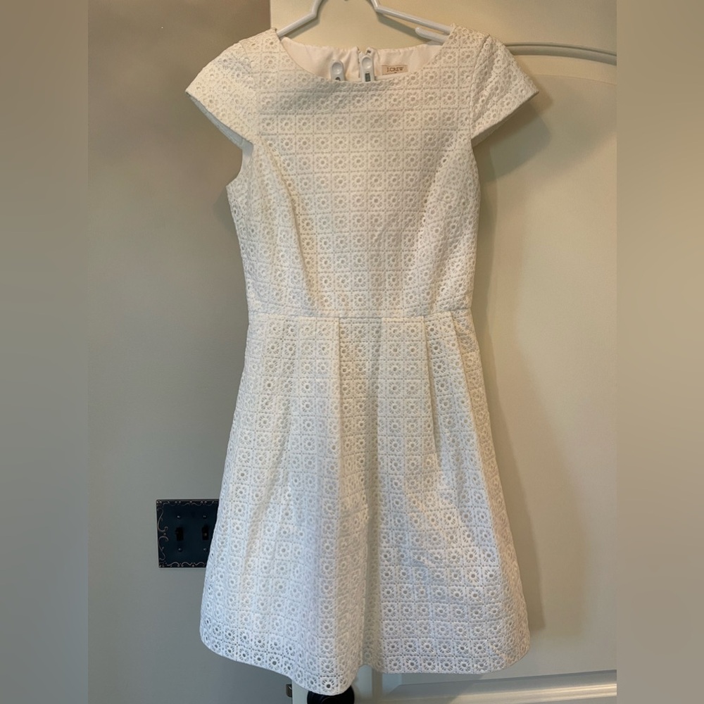 J crew white eyelet cap sleeve dress. Size 00